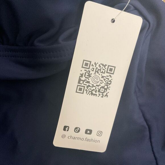 CHARMO‎ Swimsuit Women’s Size Small Navy White One Piece/ Zipper Front - Picture 11 of 14